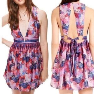 FREE PEOPLE Butterfly Daydream Fit and Flare Mini Dress Size Large